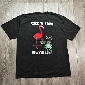Vintage Zydeco New Orleans 1990s Black T Shirt XL Mid City Rock Frog Flamingo